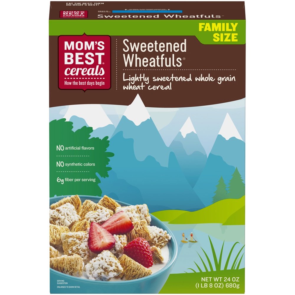 Mom'S Best Sweetened Wheatfuls Cereal, Whole Grain, No High Fructose Corn Syrup, 24 Oz Box (Pack Of 12)
