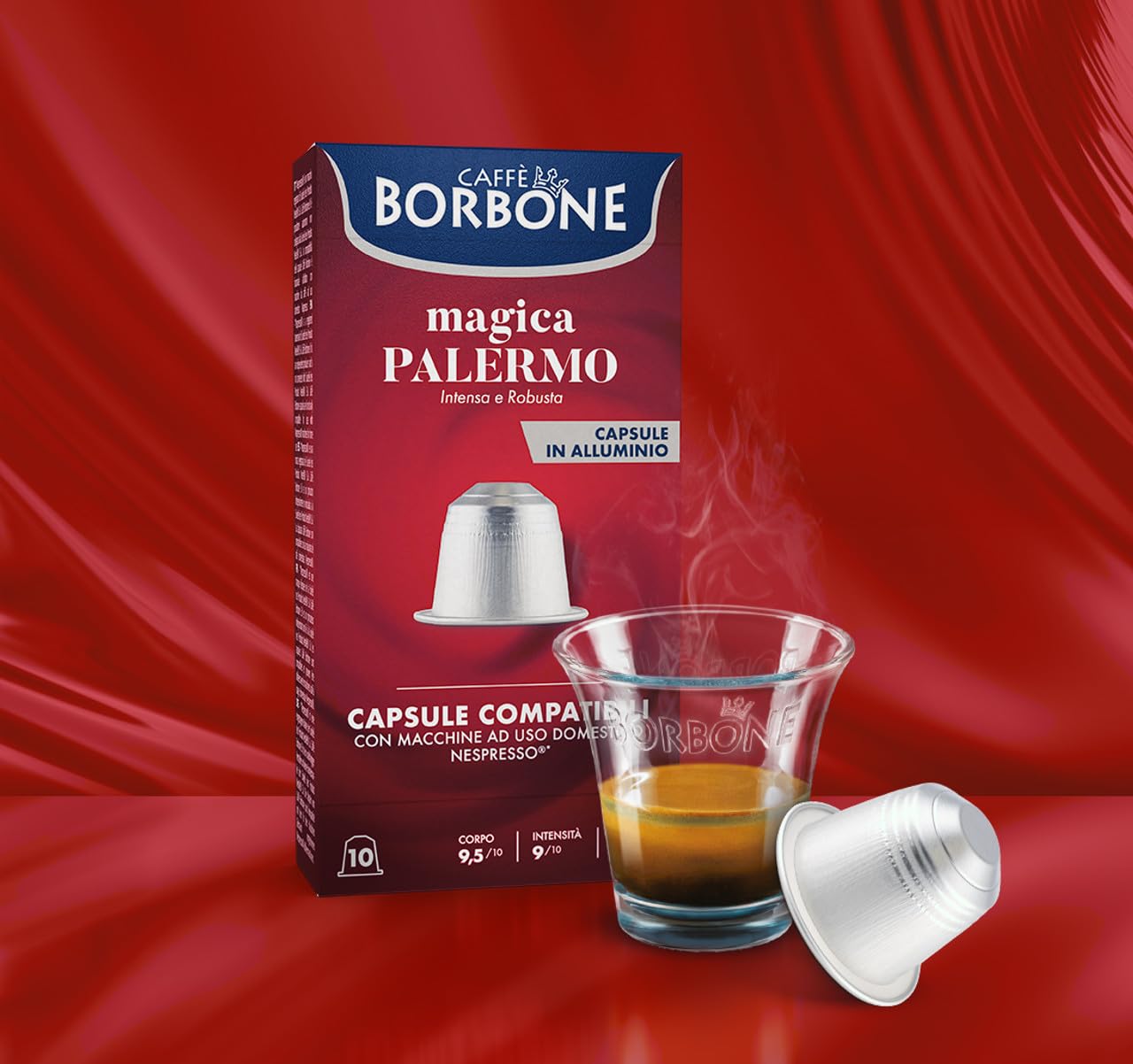 Caffè Borbone Aluminum Coffee Pods for Nespresso, Medium Roast, Intense Flavor, 50 Count