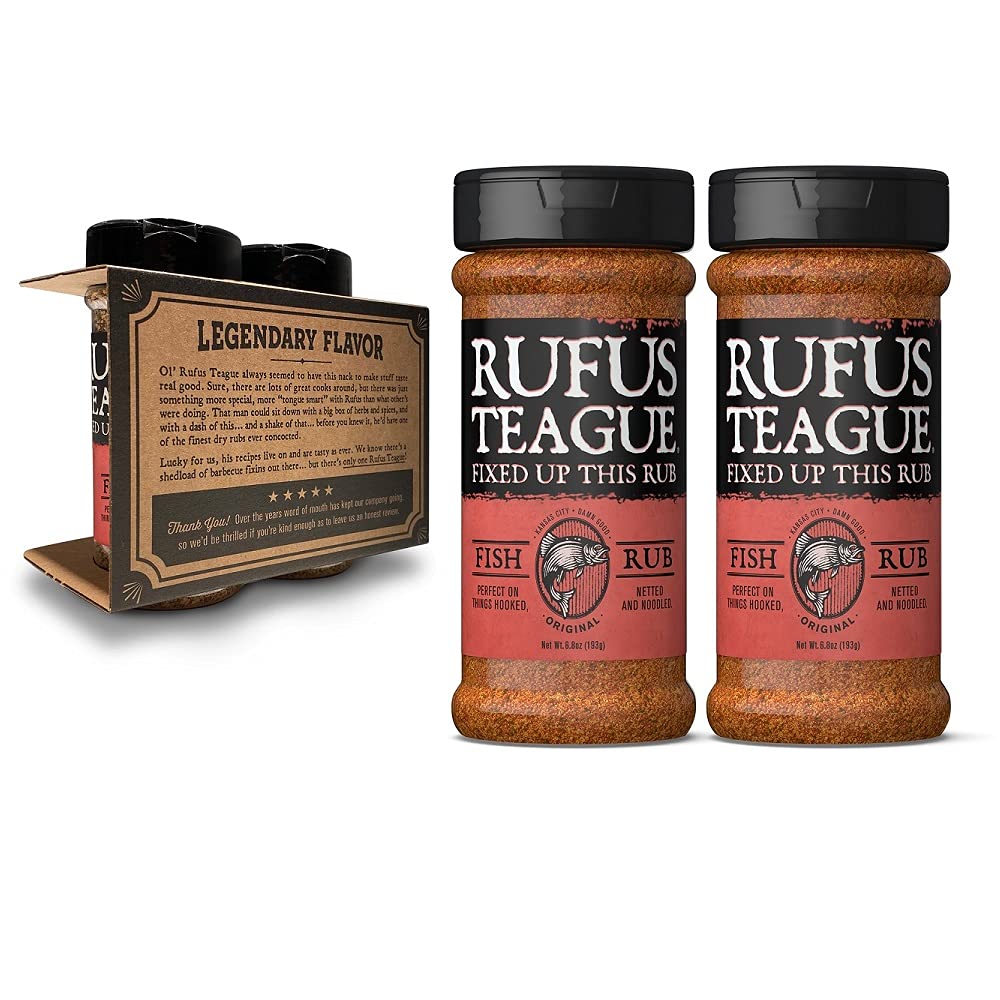 Rufus Teague - Fish Rub - Premium BBQ Rub - 6.8oz Bottles - 2 Pack