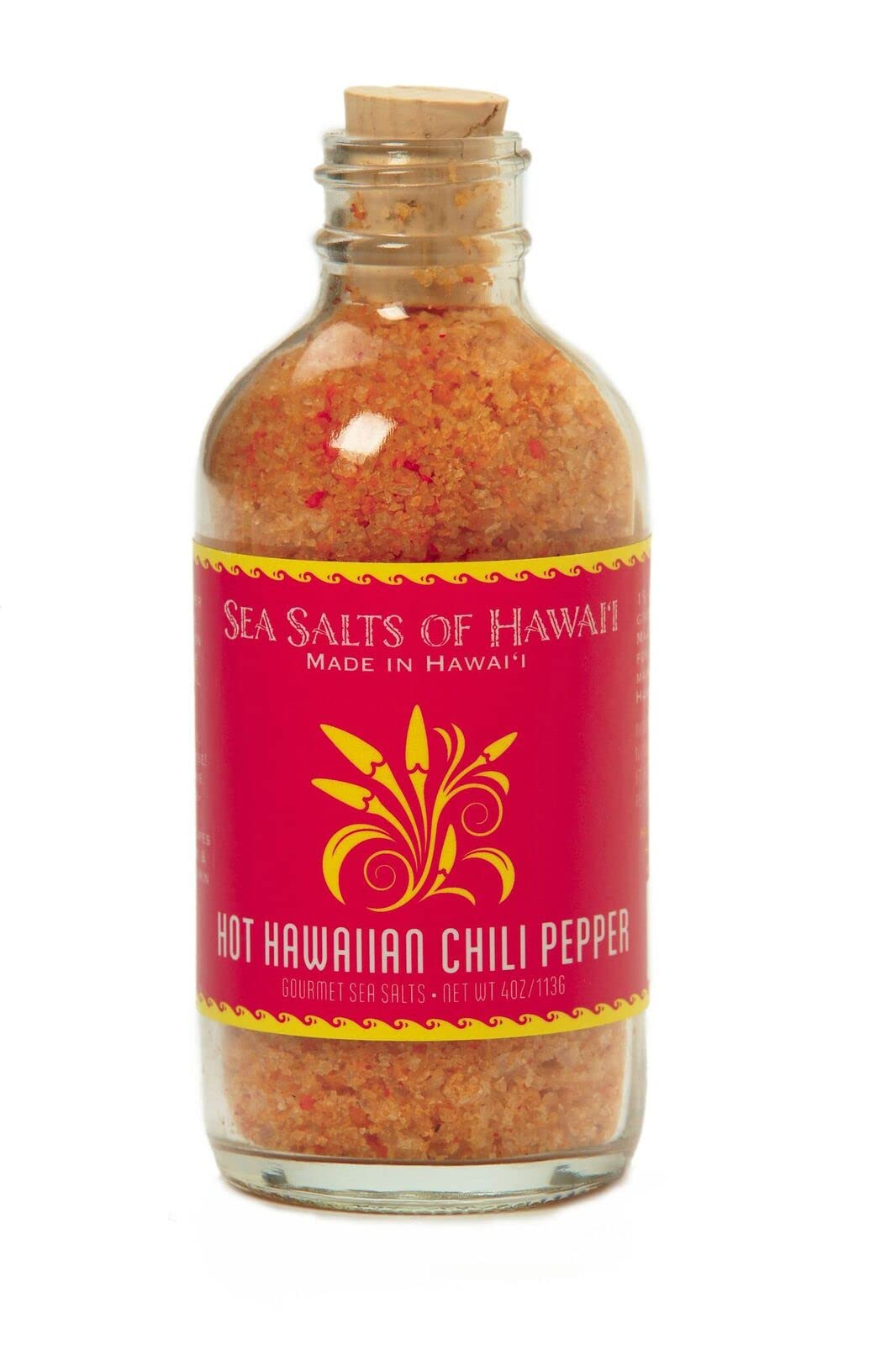 Sea Salts Of Hawaii Hot Hawaiian Chili Pepper Flavored Hawaiian Sea Salt, 4 Ounce Bottle - Made in Hawaii