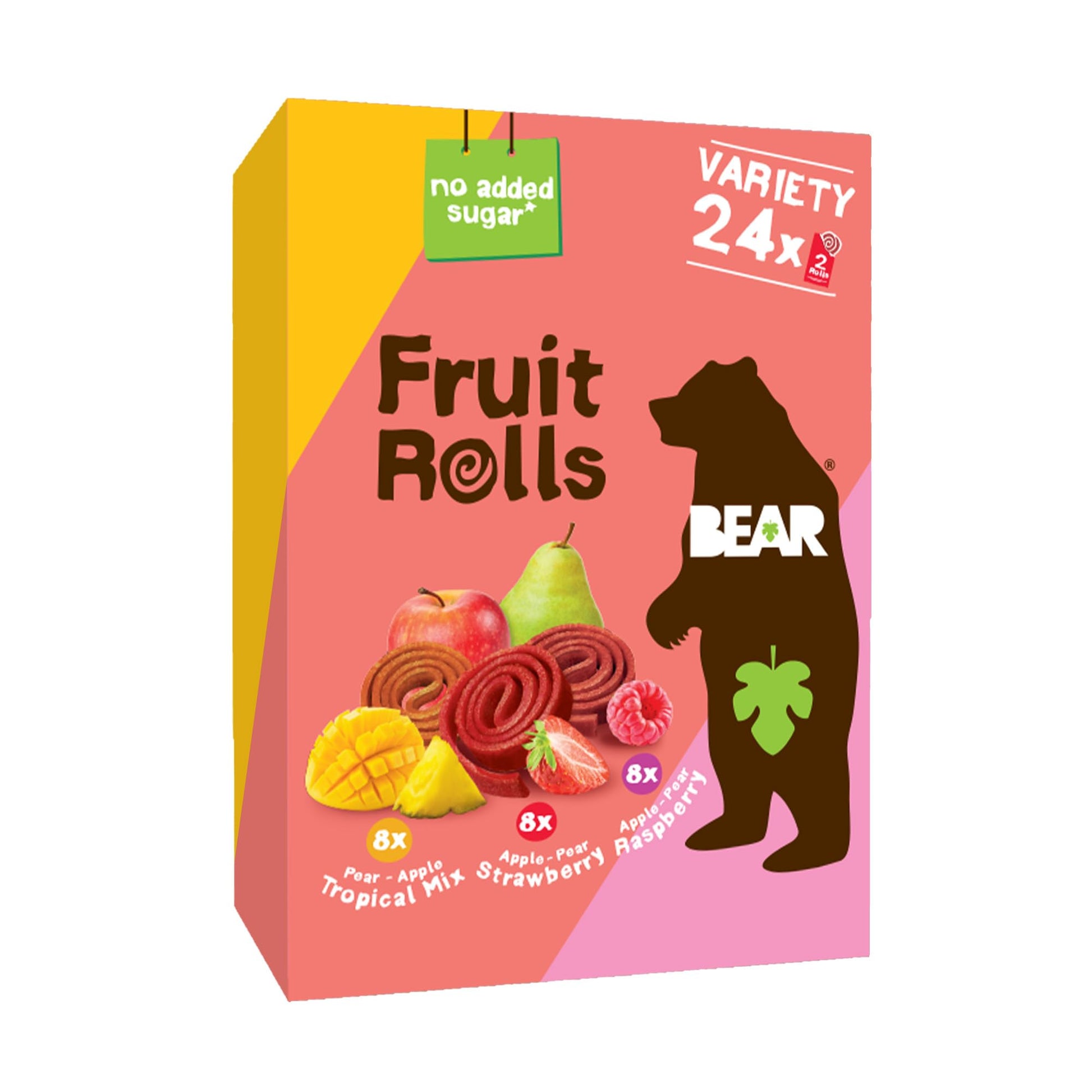 BEAR Real Fruit Snack Rolls - Gluten Free, Vegan, and Non-GMO - Variety Pack (Strawberry, Raspberry, Tropical)) - 48 Rolls, Heal