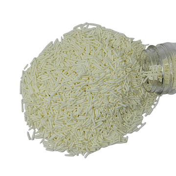Homankit White Jimmies Sprinkles Edible White Sprinkle Candy Soft Jimmies Toppings for Ice Cream, Cupcake, Cake, Cookie, Dessert
