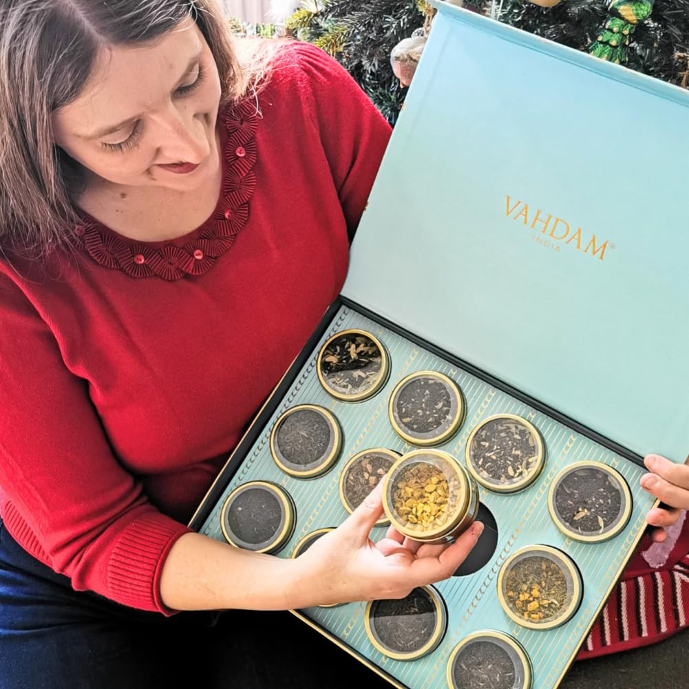 Vahdam Assorted Tea Gift Sets, Bloom (250G, 88Oz) 12 Teas, Luxury Tea Variety In Caddy Gift Box For Him & Her