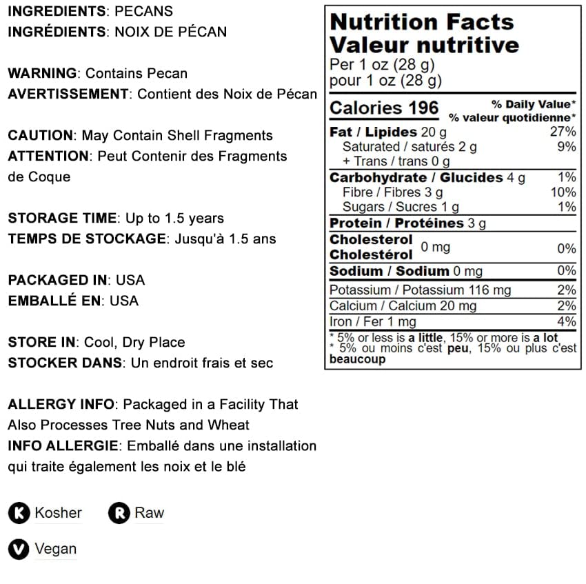 Food To Live - Pecan Halves, 1.5 Pounds Raw Pecan Nuts, Large Size, Unsalted, Unsweetened, Vegan, Kosher, Shelled, Bulk. Good Source Of Magnesium, Calcium. Great For Pecan Pie.