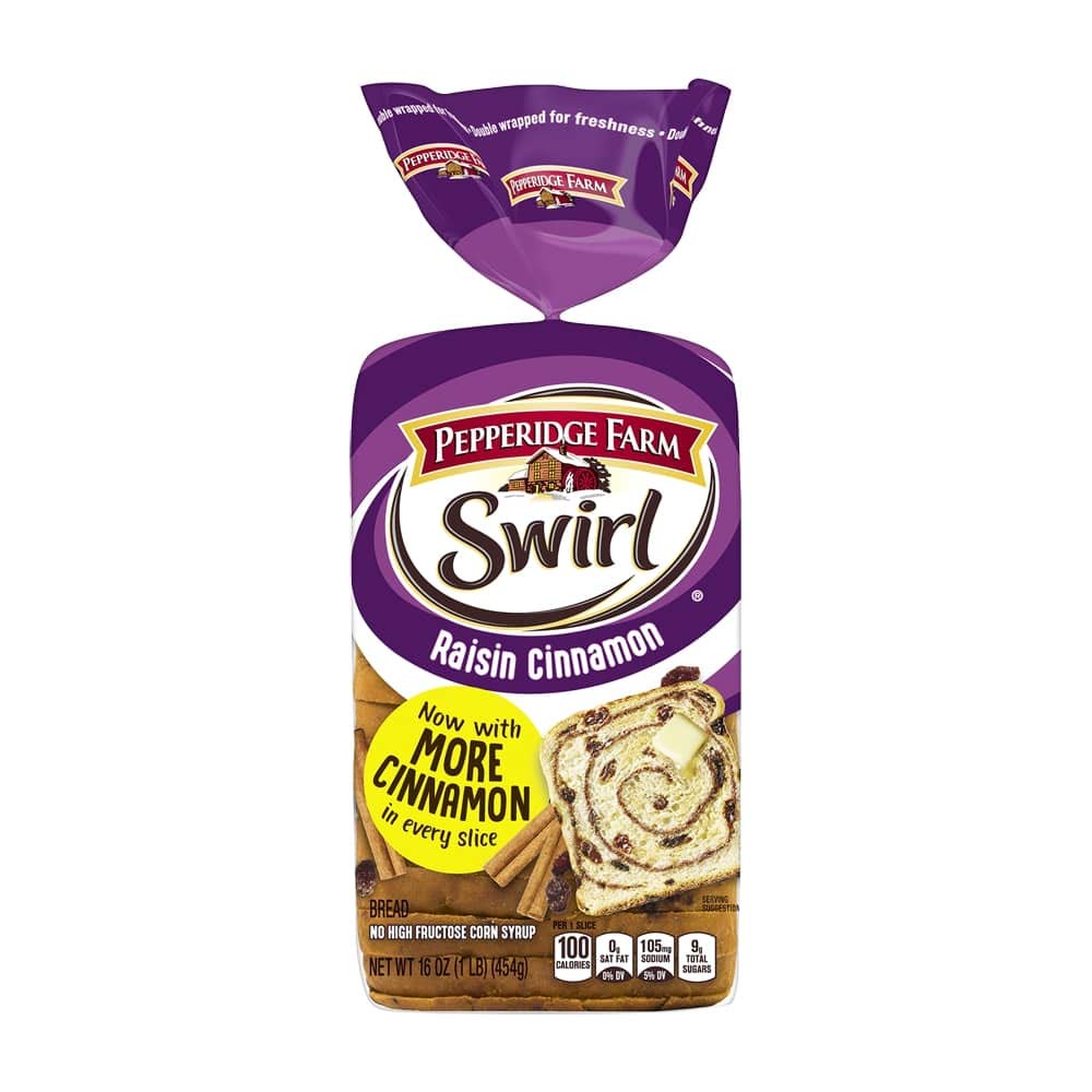 Pepperidge Farm Raisin Cinnamon Swirl Bread, 1 Pound (Pack of 2)