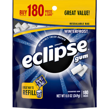 Eclipse Winterfrost Sugarfree Gum, 8.8-Ounce 180 Piece Bag