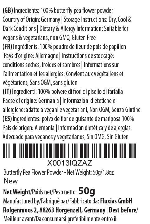 Naturegrail Bluechai Butterfly Pea Flower Powder - Natural Blue Food Coloring - 1.76 oz - Blue/White