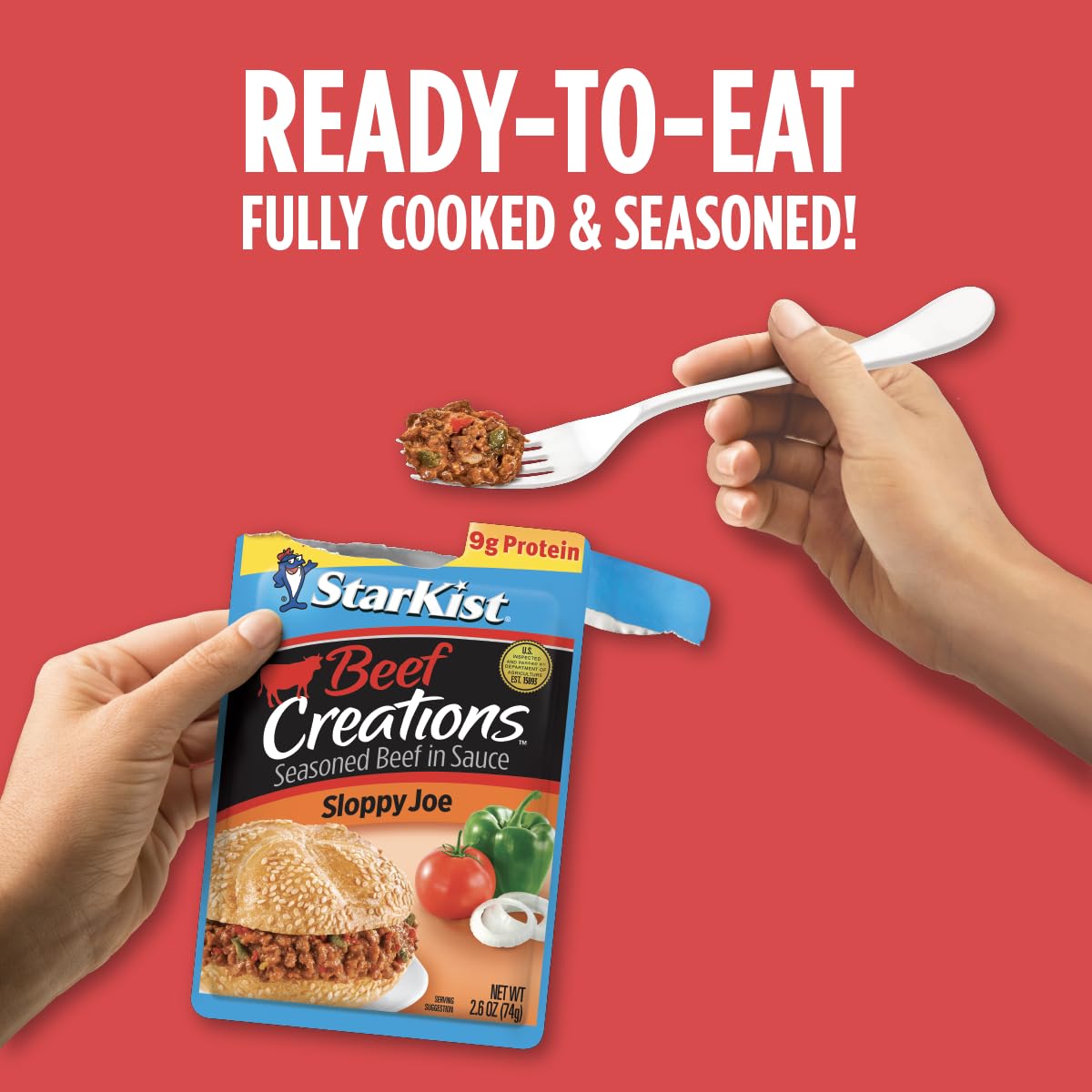 StarKist Beef Creations Sloppy Joe Pouch, 2.6 oz - Convenient Ready-to-Eat Meal
