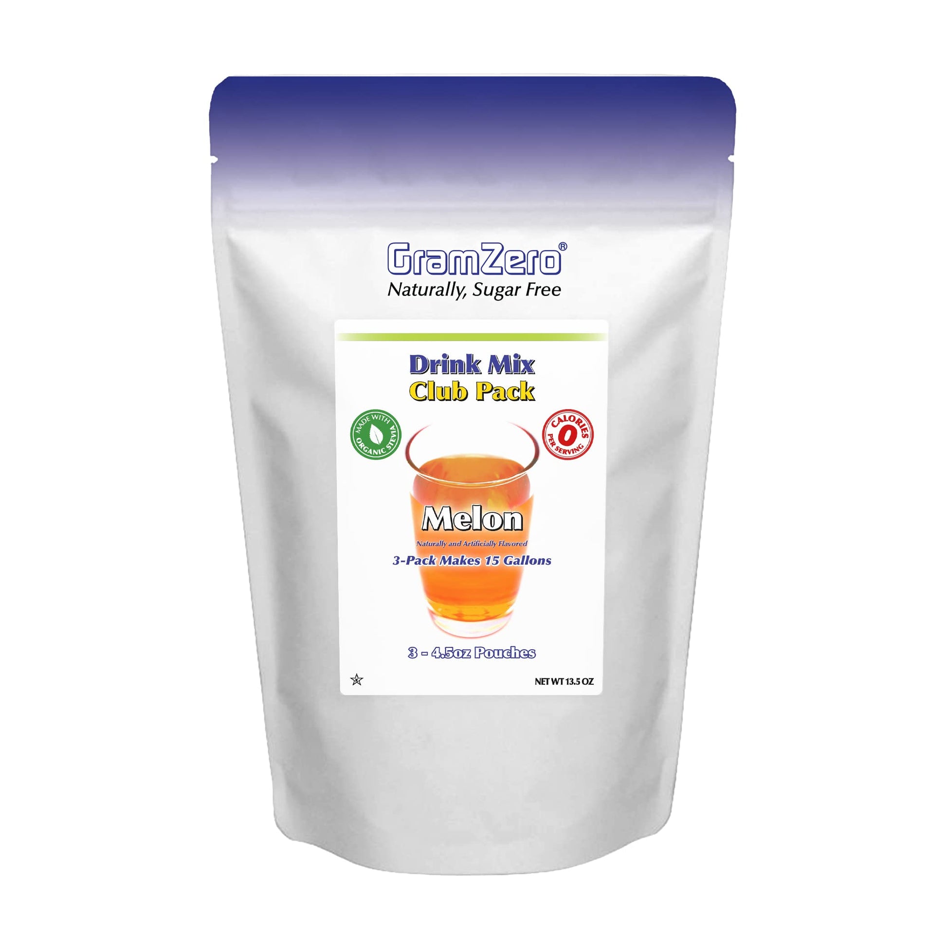 Gramzero Melon Zero Calorie Sugar Free Drink Mix, Great For Nutrition Club Loaded Tea, Stevia Sweetened