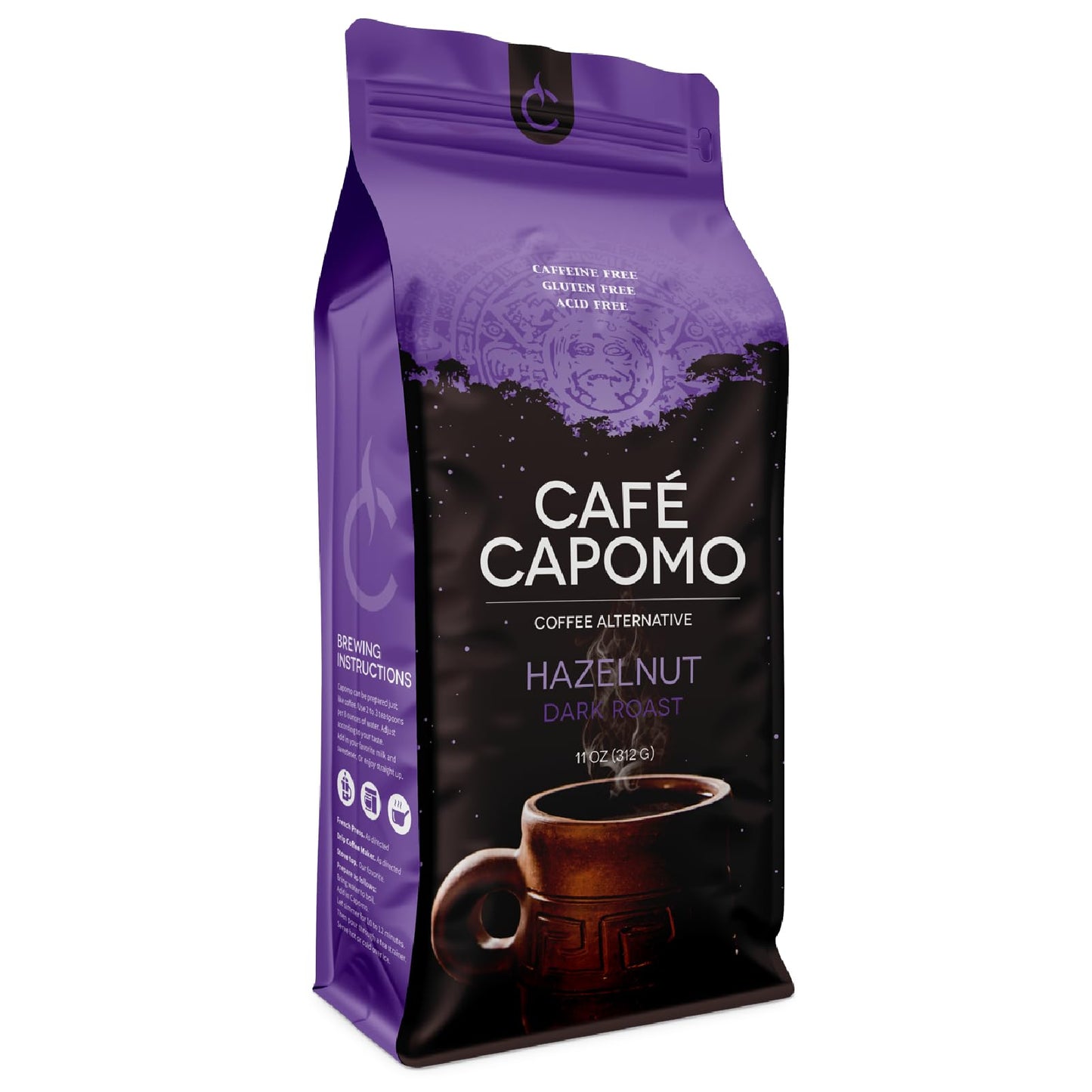 Tattvas Herbs Cafe Capomo Coffee Alternative, Hazelnut Dark Roast, 11 oz, Caffeine & Acid Free