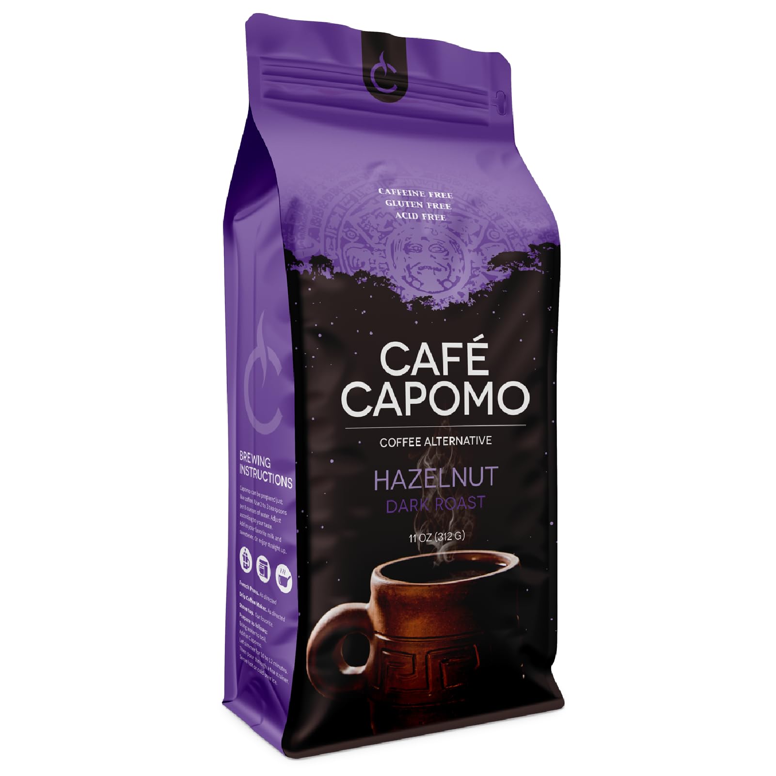Tattvas Herbs Cafe Capomo Coffee Alternative, Hazelnut Dark Roast, 11 oz, Caffeine & Acid Free