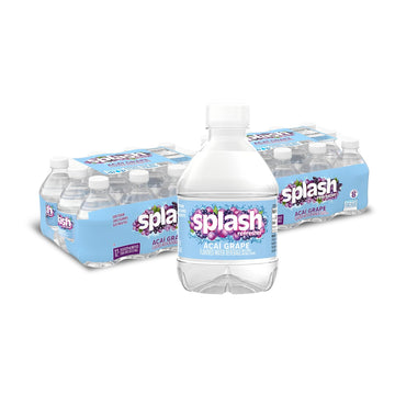 SPLASH BLAST Flavored Water Beverage, Acai Grape, 8 Fl Oz Bottles, 24 Pack, Clear