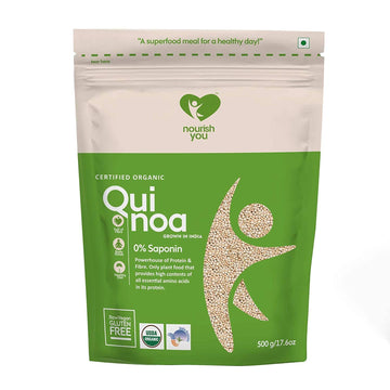 Nourish You Organic White Quinoa Seeds 500G | Gluten-Free | High Protein & Fiber | Ideal For Breakfast Cereal, Pilafs, Soups & S