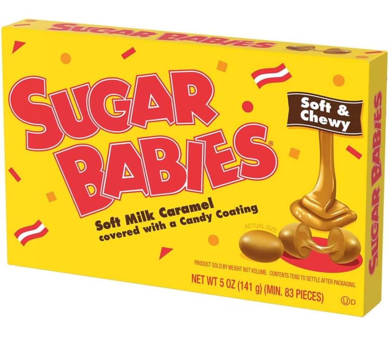 Sugar Baby Theater Box 5oz (Pack of 3) | Soft & Chewy Milk Caramel Coated Candies | Great for Birthday, Halloween, Christmas Hol