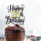 Ruscalin Happy 25Th Birthday Cake Topper,25 Birthday Party Cake Decorations (Black And Gold Flashes, 25Th)