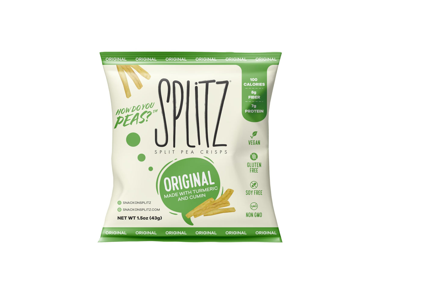 SPLITZ Split Pea Crisps (03 - Original (1.5oz) 16ct) Plant-Based, Organic, Non-GMO, Vegan, Gluten-Free, Superfoods, Healthy Snac
