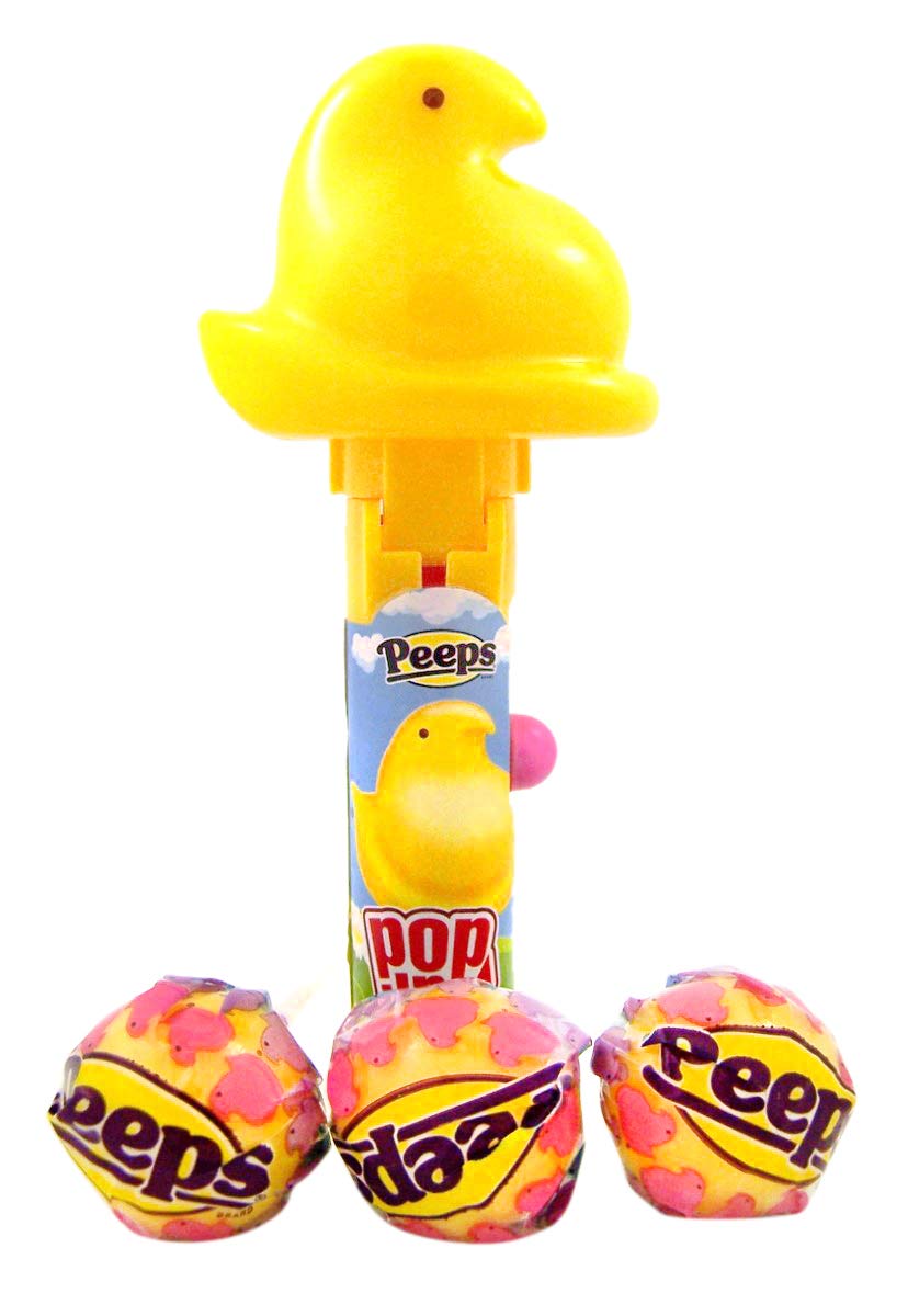 Flix Peeps Candy, Spring Pop Up Chick Shaped Lollipop Holders With Marshmallow Flavored Suckers, 2.22 Ounces