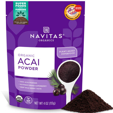 Navitas Organics Acai Powder, 4Oz. Bag 38 Servings - Organic Non-Gmo, Freeze-Dried, Gluten-Free