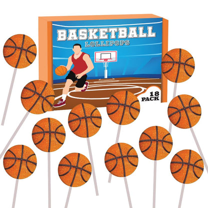 Basketball Candy Lollipops - 18 Count Individually Wrapped Suckers - Great for Basketball Party Favors - Sports Snacks - Basketb