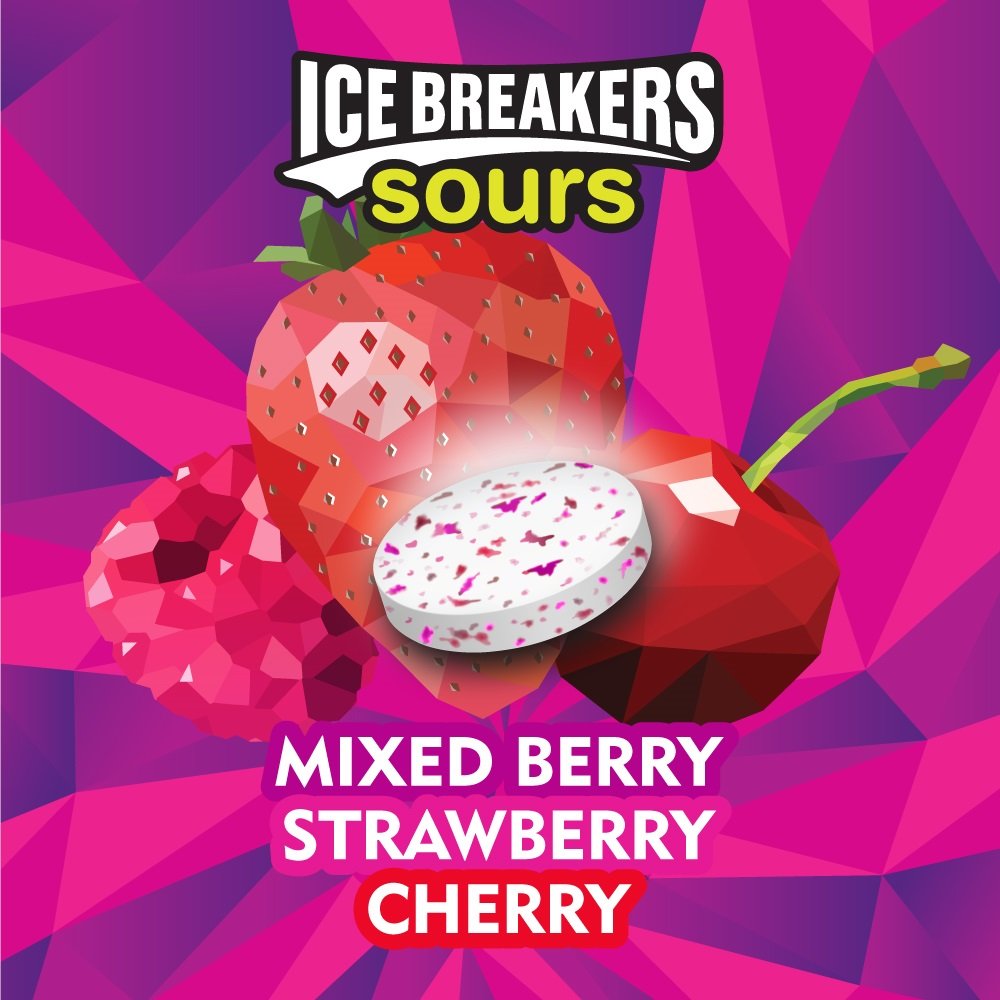 ICE BREAKERS Sours Assorted Fruit Flavored Sugar Free Mints Tins (8 Count) and ICE BREAKERS Duo Fruit Plus Cool Strawberry Sugar
