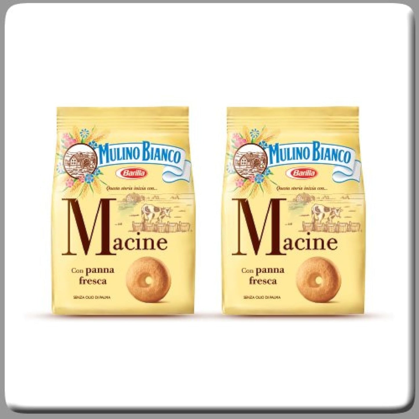 Mulino Bianco Shortbread Cookies - Macine - 12.3 Oz (350g) Pack of 2 - Italian Import