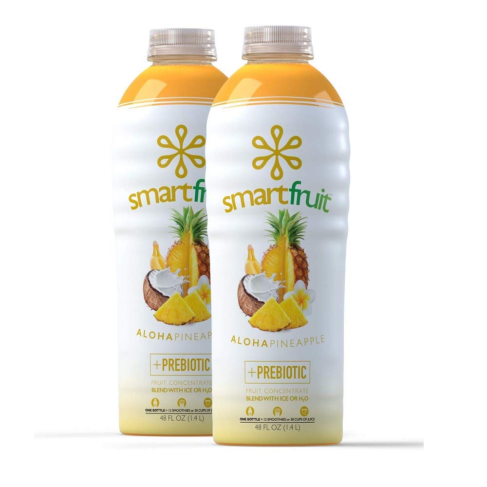 Smartfruit Aloha Pineapple + Prebiotic – 100% Real Fruit Purée With Pineapple, Banana, Apple & Coconut – Great For Smoothies, Juice, Yogurt, Cocktails, Teas – High In Vitamin A – 2-Pk, 48Oz Each