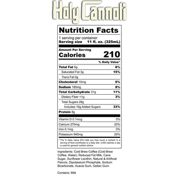Bones Coffee Company Holy Cannoli Cold Brew Latte Flavored Coffee | 100% Ready To Drink Cold Brew Coffee Can | Cannoli In Cans |