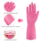 Rubber Gloves Dishwashing 4 Pairs For Kitchen,Cleaning Gloves For Household Reuseable.(Large,Pink)