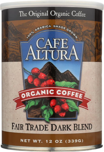 Cafe Altura Ground Organic Coffee, Fair Trade Dark Blend, 12 Ounce (Pack Of 3)