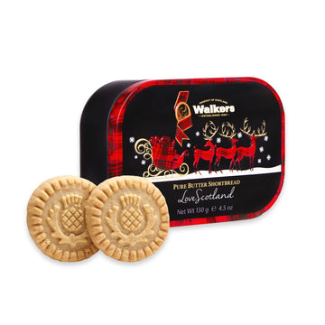 Walkers Shortbread Sleigh Keepsake Holiday Tin, Pure Butter Shortbread Cookies, 4.8 Oz Tin