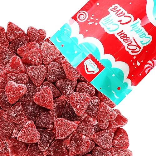 Queen City Candy Cave Sugar Dusted Cinnamon Hearts Gummy Candy, Chewy Red Cinnamon Hearts For Baking (8 Oz)