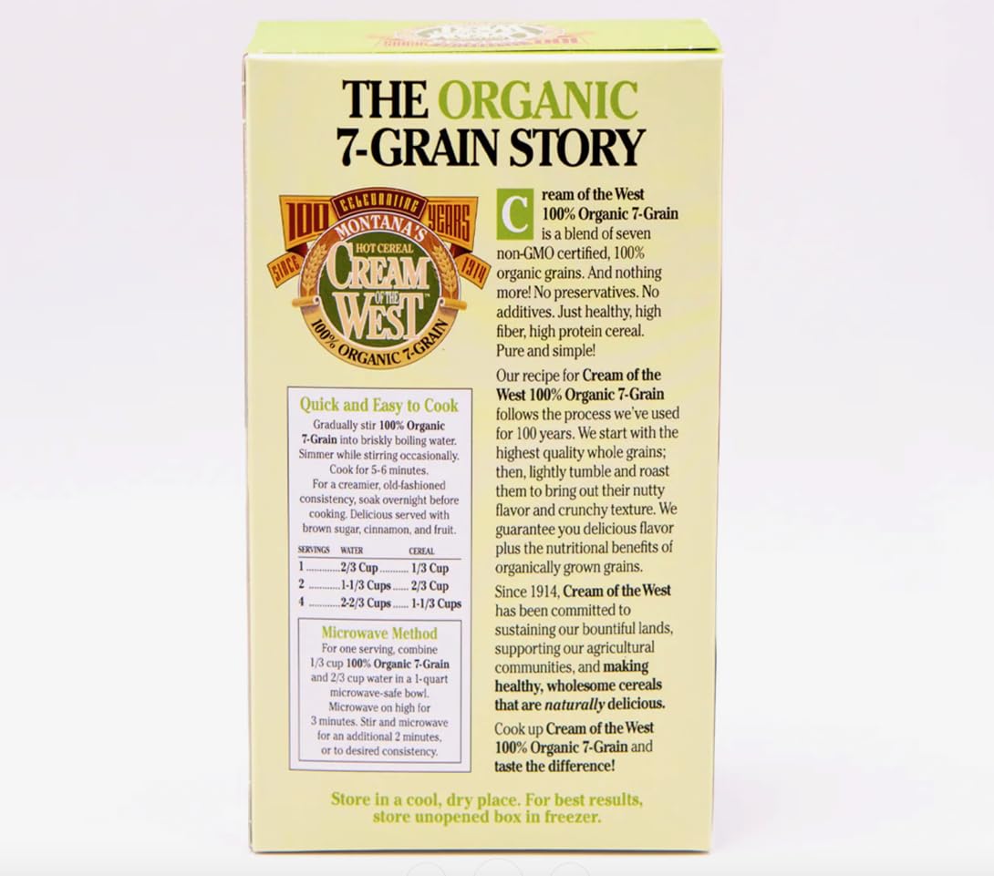 Cream Of The West, 100% Organic Hot Cereal, 7-Grain - 18 Oz. Single Box