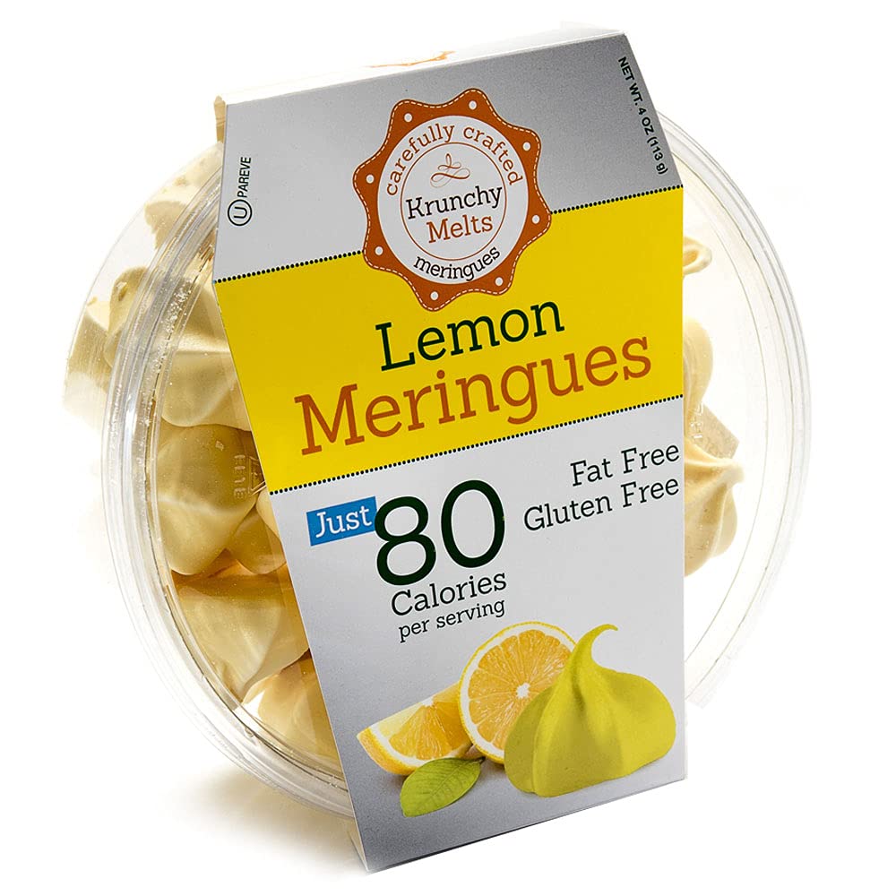 Krunchy Melts Original Meringue Cookies, Lemon Flavor, Fat Free, Gluten Free, 4 Oz, Yellow