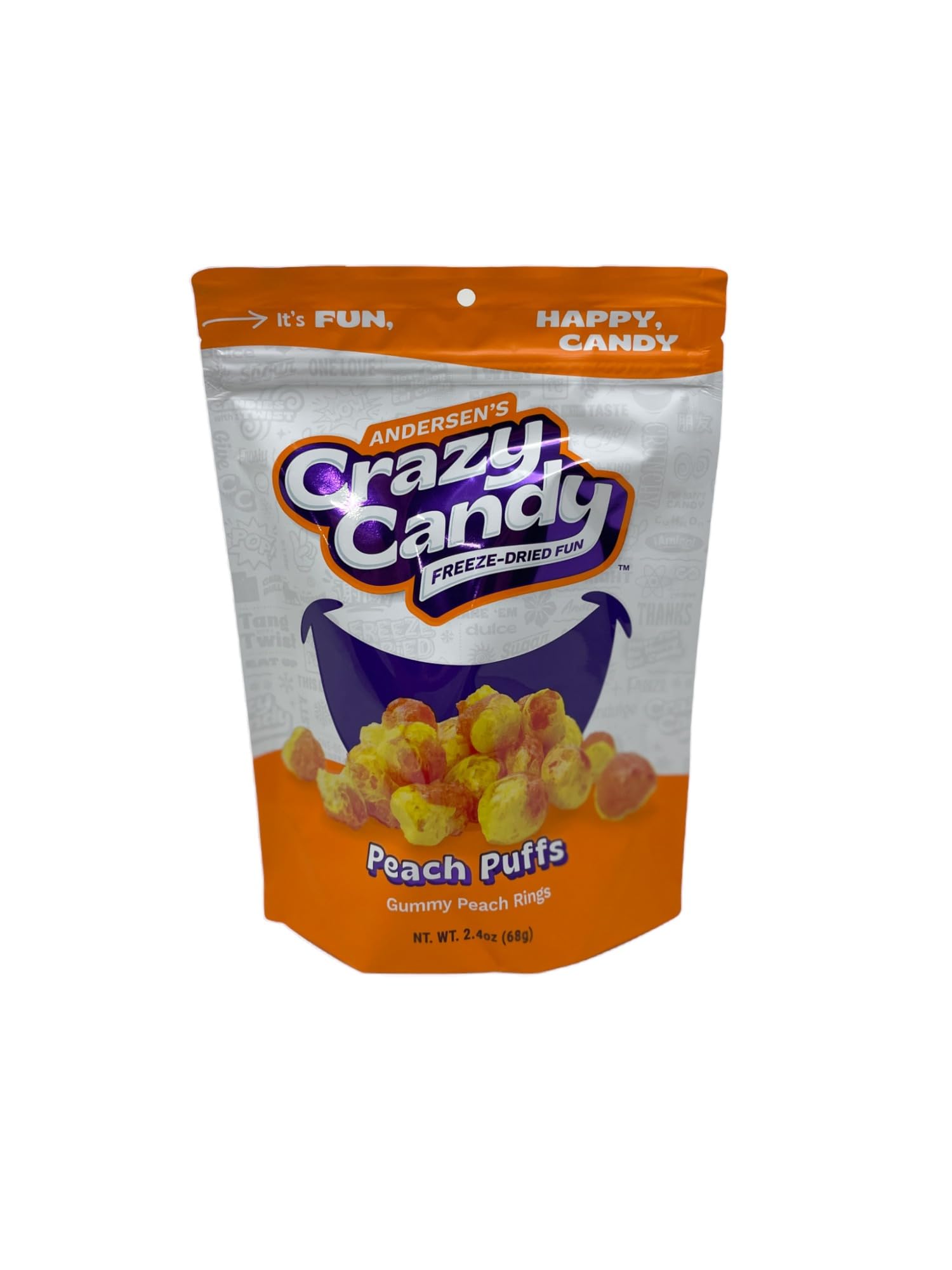 Andersen'S Crazy Candy Freeze Dried Candy - Freeze Dried Peach Puffs, 2.4 Ounces