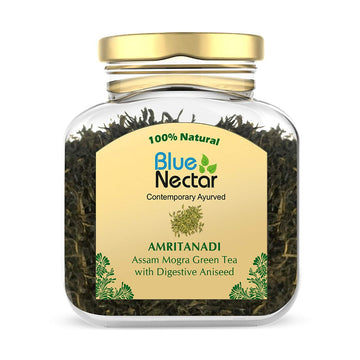 Blue Nectar Aniseed Green Tea Leaves | Supports Digestion | Reusable Glass Jar | Natural Green Tea Loose (50 Gm + 15 Gm Free)