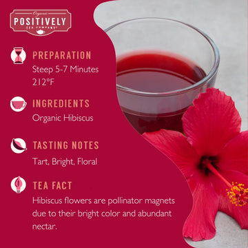 Organic Positively Tea Company Hibiscus Herbal Tea Loose Leaf 16 Ounce