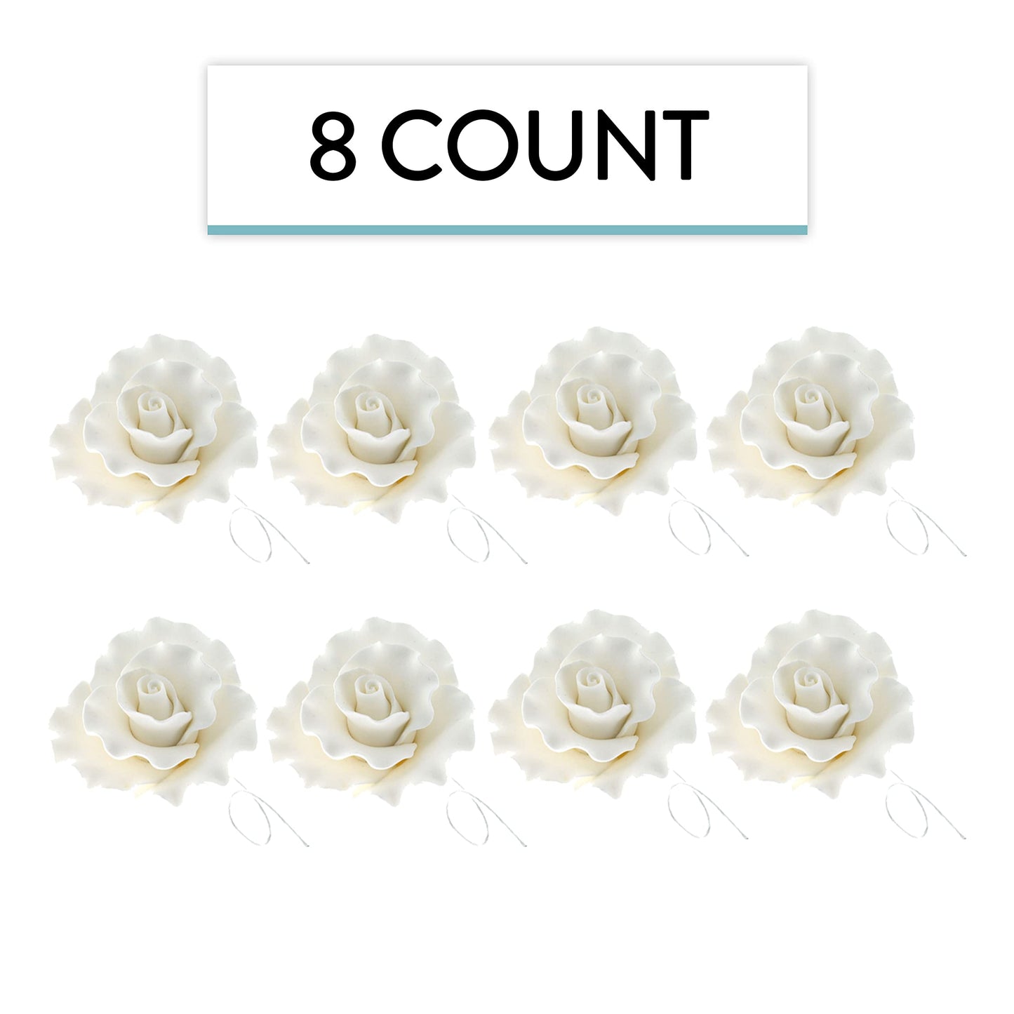 Global Sugar Art Aussie Rose White Sugar Cake Flower Large, 8 Count by Chef Alan Tetreault