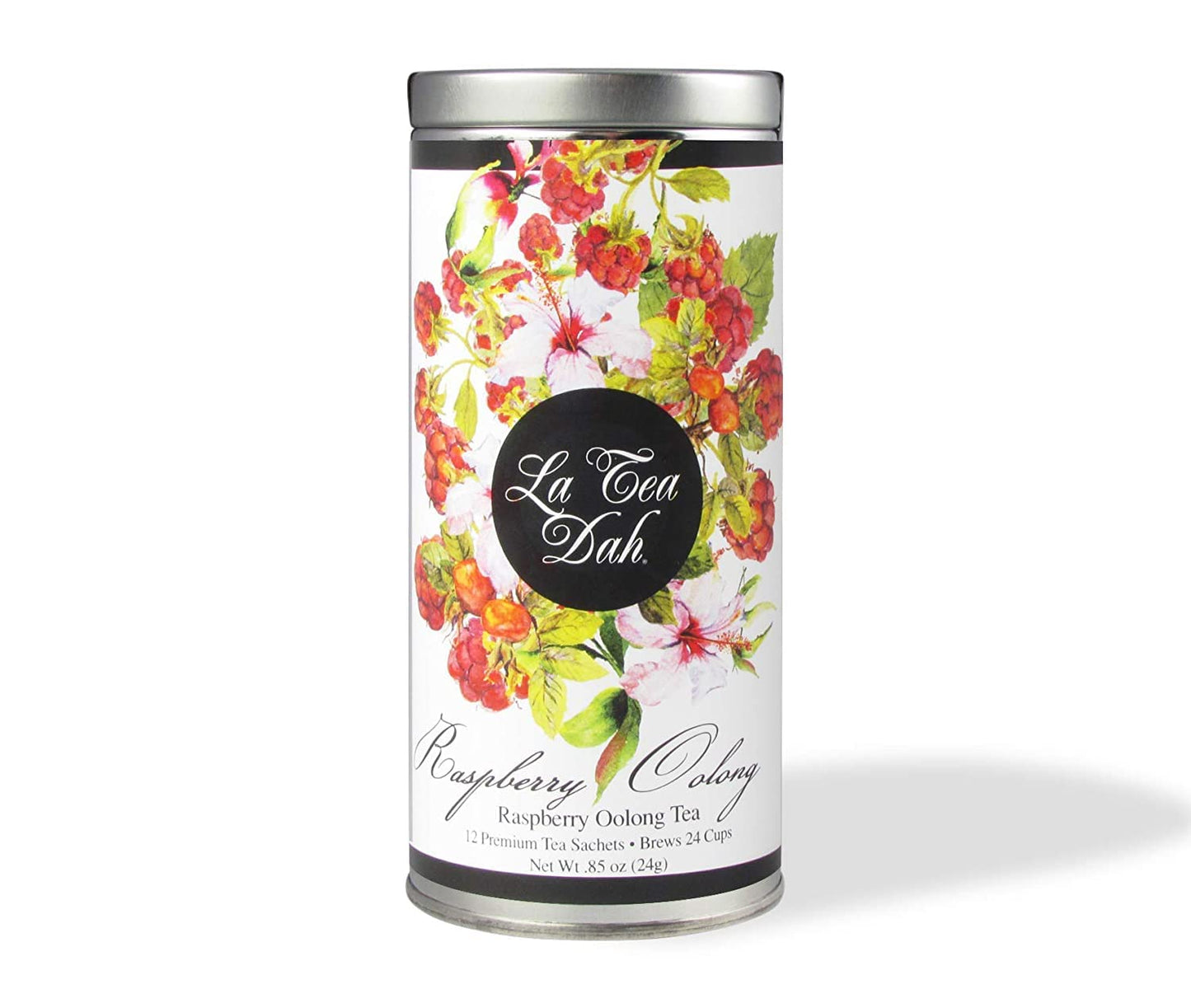 La Tea Dah Raspberry Oolong Tea Bags, Premium Fruit Blend with Apple & Hibiscus, 12 Sachets
