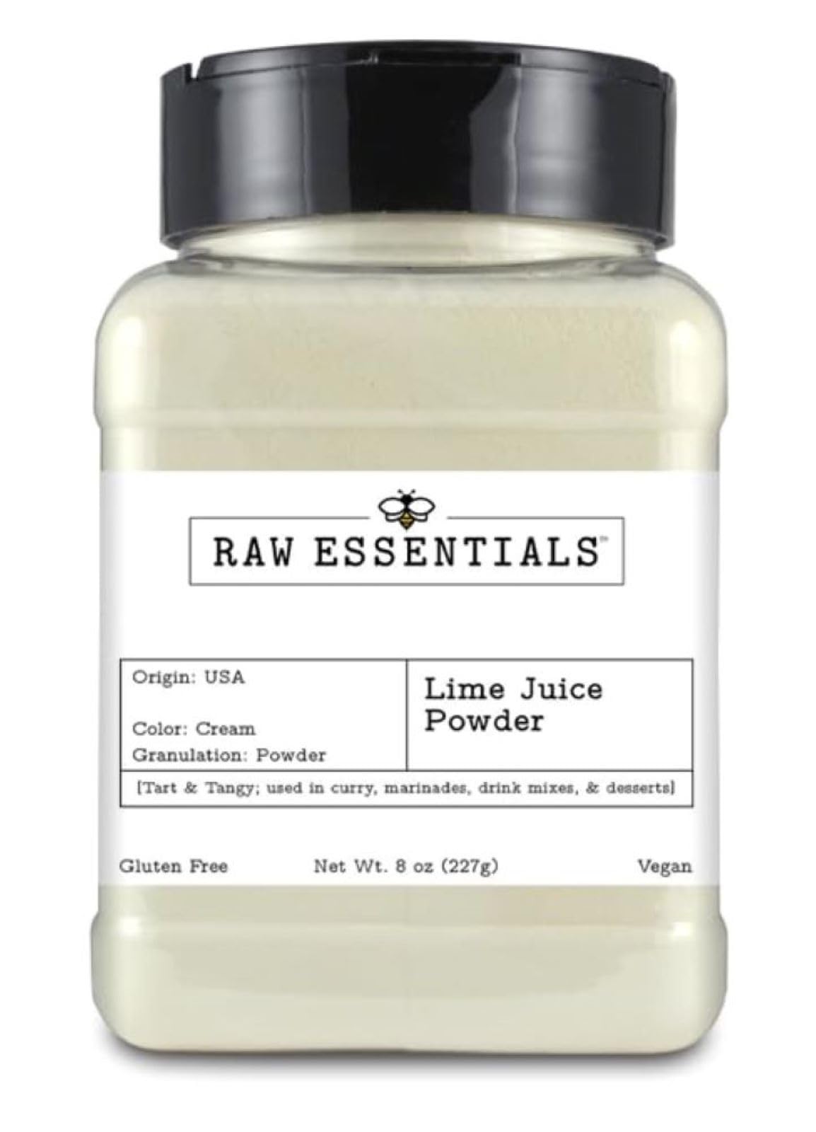 Raw Essentials Lime Powder - Tart & Tangy - Ideal for Cooking, Baking, Seasoning, Beverages, and More! - Gluten Free & Vegan - 8