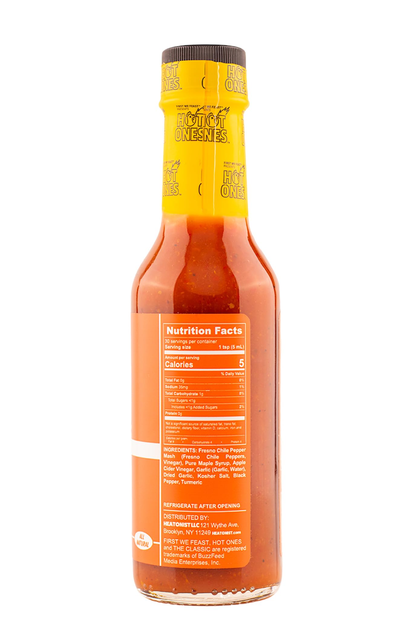 HOT ONES Chili Maple Sauce, Natural Ingredients, 5 fl oz Bottle, Red, Model 0851444008219