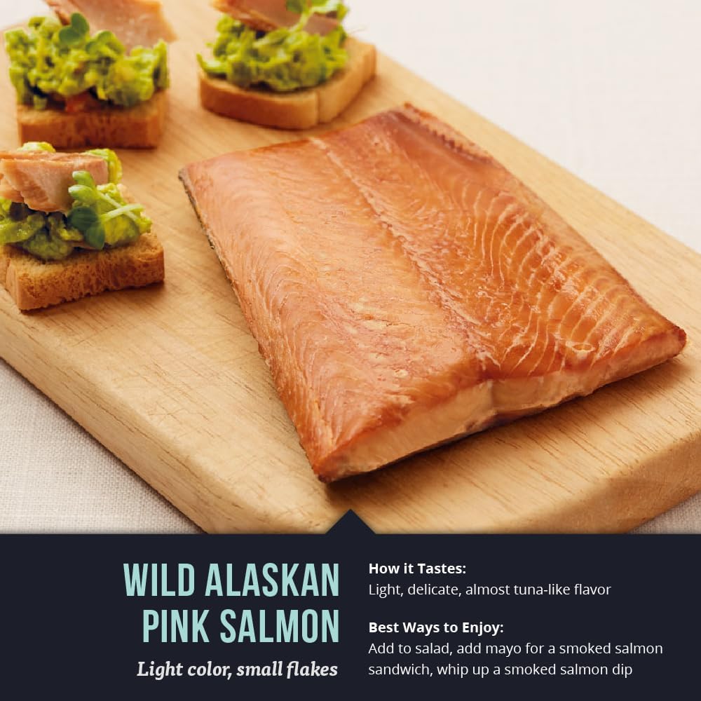 SeaBear Smoked Salmon Gift Box – Wild Alaska Sockeye, Pink & Coho Fillets, 18oz (3 x 6oz) – Ready to Eat, Shelf Stable