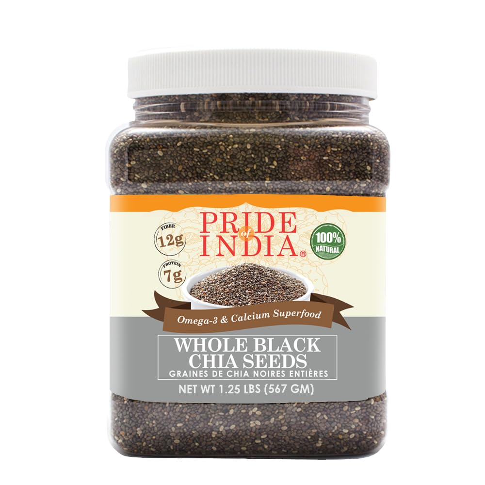 Pride Of India Chia Seeds - Omega-3 & Fiber Superfood, 1.25 Pound (20oz) Jar