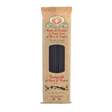 Rustichella D'Abruzzo Tonnarelli With Squid Ink - 500G Bag - Long Italian Pasta With Cuttlefish Ink, Ideal For Shellfish, Spicy Fish Sauce & Olive Oil Dishes - Authentic Flavored Pasta From Abruzzo, Italy