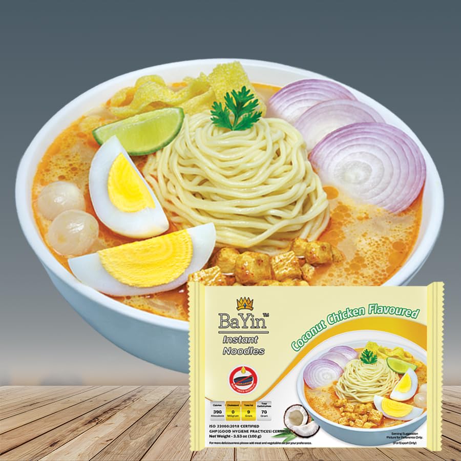 Bayin Burmese Coconut Noodle Soup, Myanmar Famous Noodle Soup (Ohn-No-Khao-Swe) 3.53Oz (100G) X 5 (Pack Of 5)