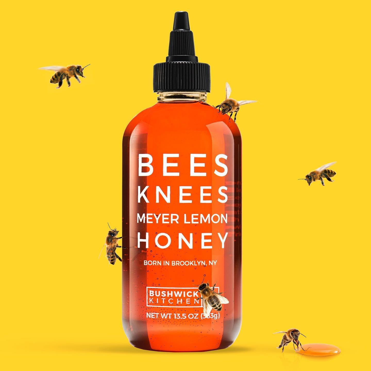 Bees Knees Meyer Lemon Honey, 12.5 Oz, Pure Honey With Citrus, Gluten Free, Paleo Friendly Wildflower Natural Honey For Tea, Coo