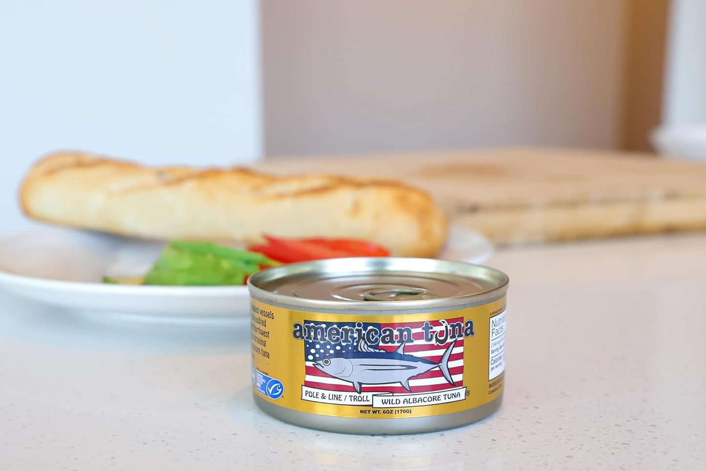 American Tuna Sushi-grade Wild Albacore Tuna, MSC Certified, 6 oz cans, Pack of 12
