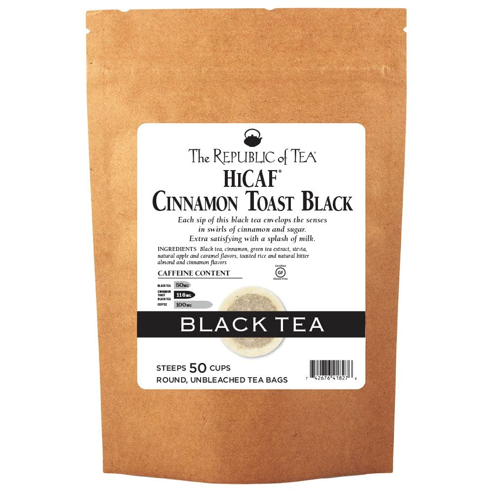 The Republic of Tea HiCAF Cinnamon Toast Black Tea, Premium High-Caffeine Blend, 50 Tea Bags