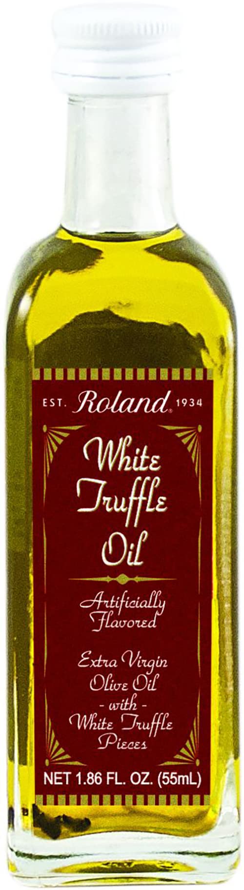 Roland Foods White Truffle Oil, Extra Virgin Olive Oil With White Truffle Pieces, Specialty Imported Food, 1.86 Ounce Bottle, Pack Of 2