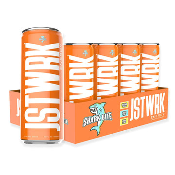 Jst Wrk Energy Drink - 12-Pack, Sugar Free, Zero Calories, No Sugar  S, 12 Fl Oz., 200 Milligrams Caffeine (Shark Bite)