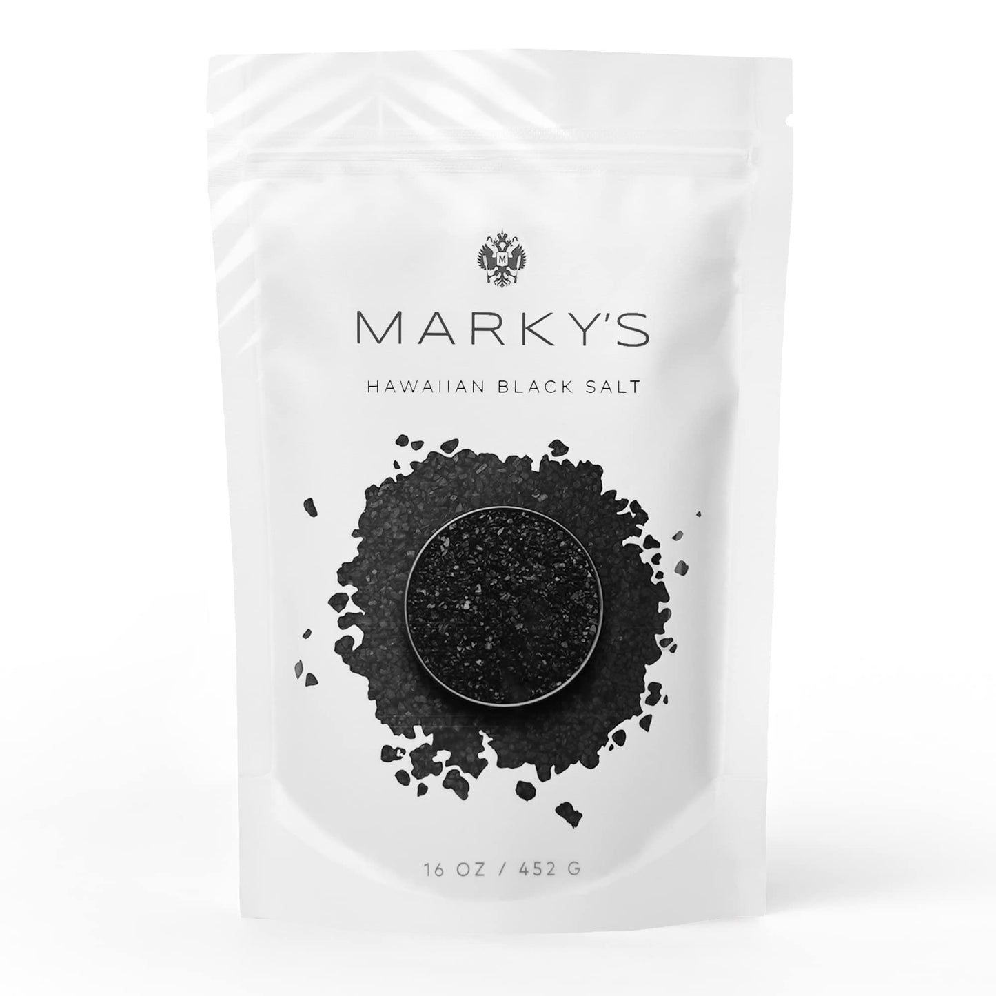 MARKYS Hawaiian Black Lava Sea Salt Medium Coarse - 16 Ounce - Black